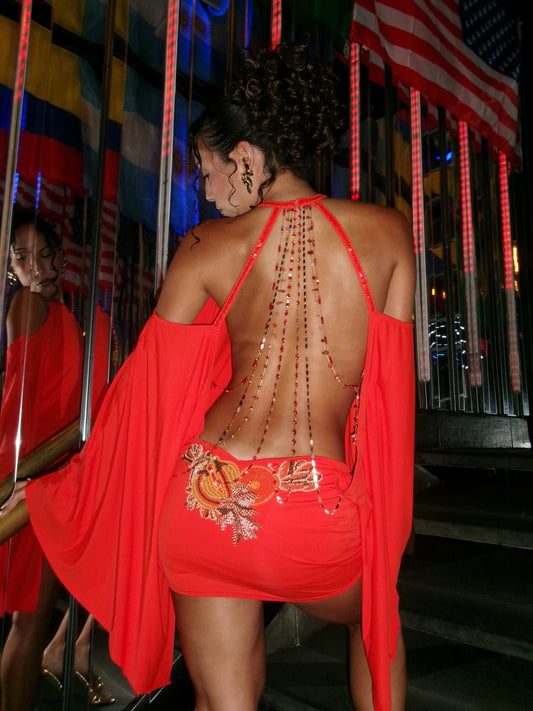 Jaded London Alula Embellished Tropical Mini Dress