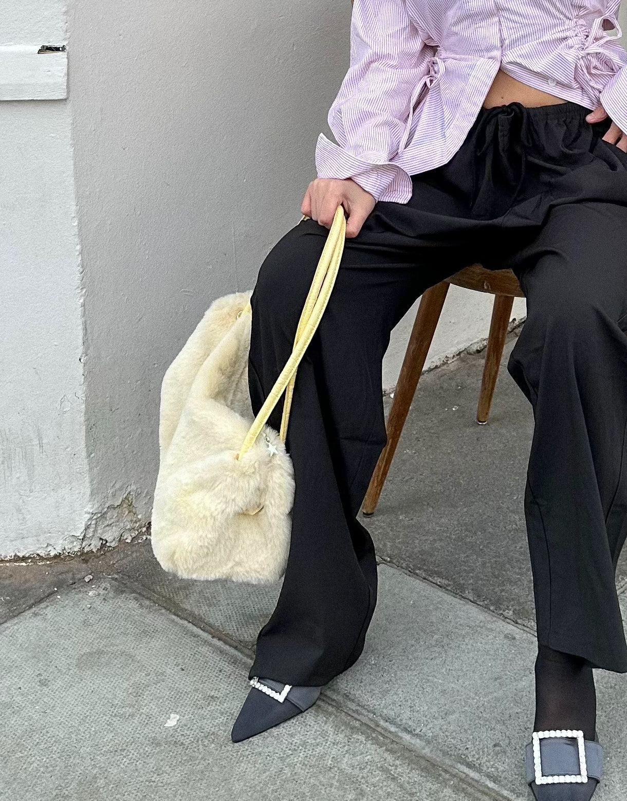 Soft Yellow Faux Fur Bag