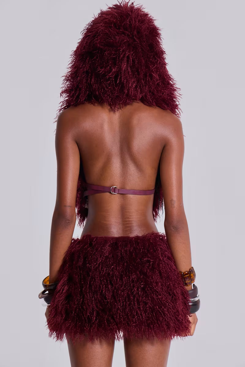 Haka Mongolian Faux Fur Backless Top