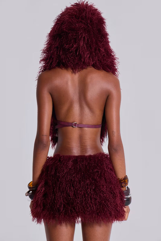Haka Mongolian Faux Fur Backless Top