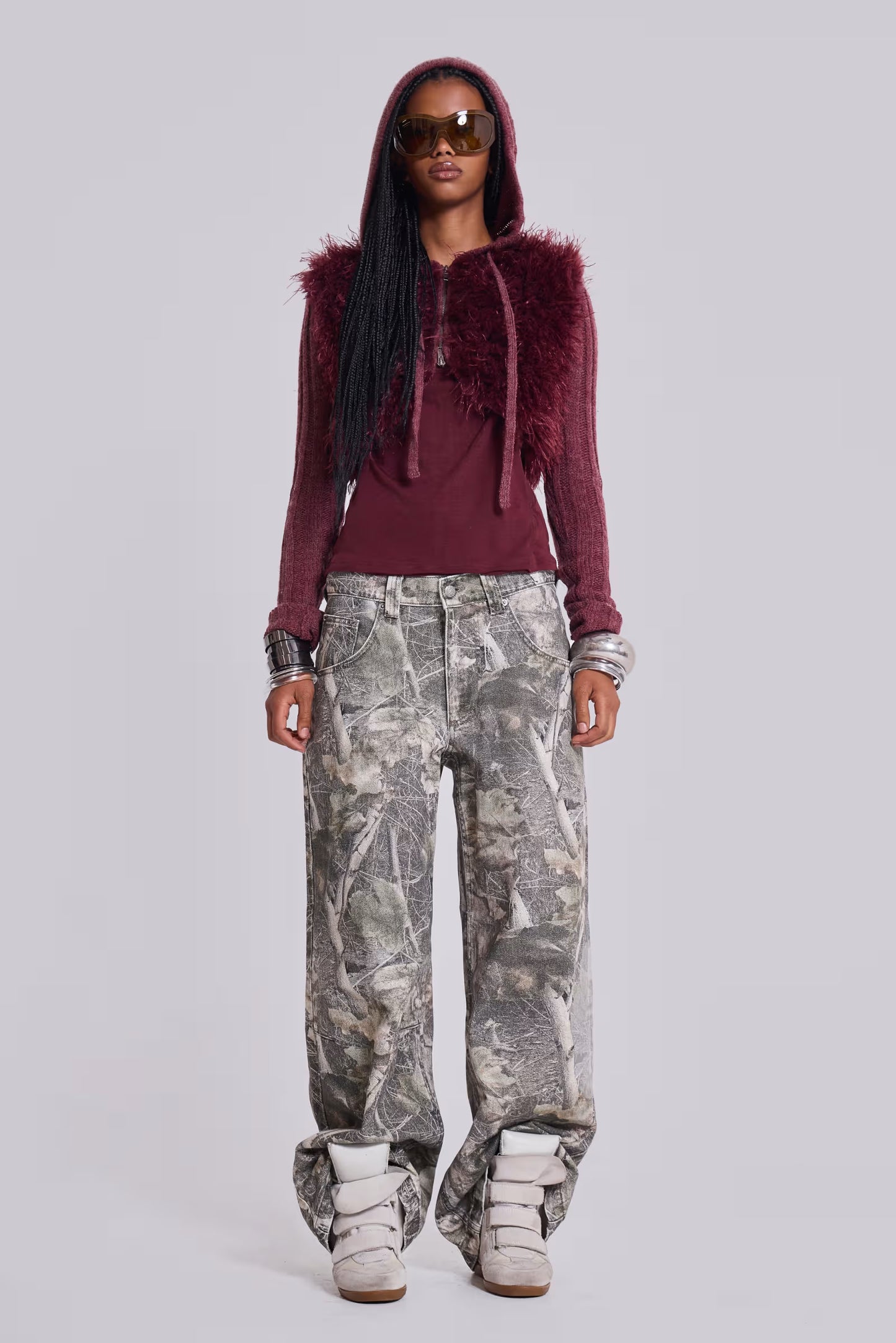Haka Mongolian Faux Fur Knit Shrug