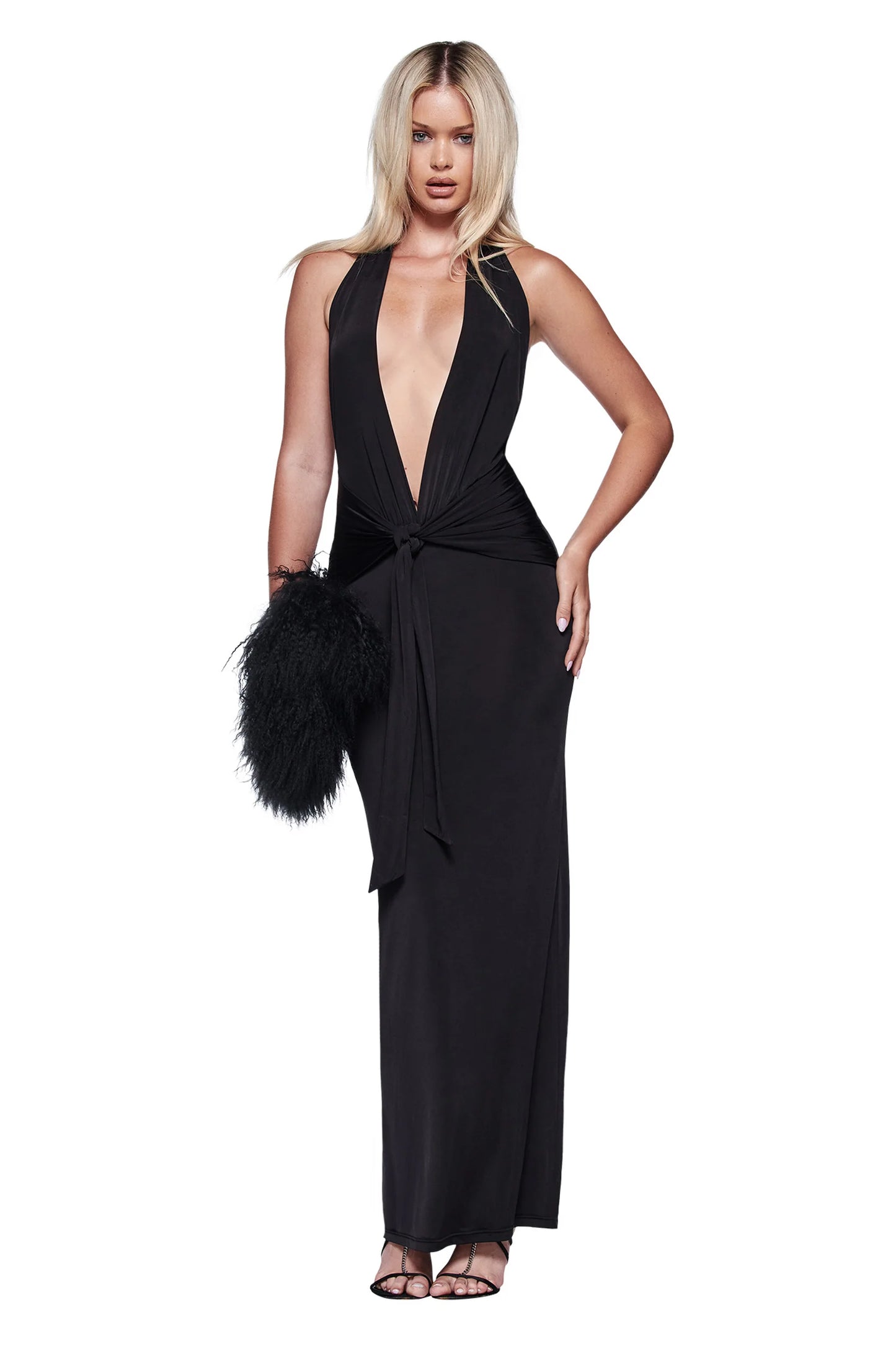 Ziva Plunge Tie Maxi Dress