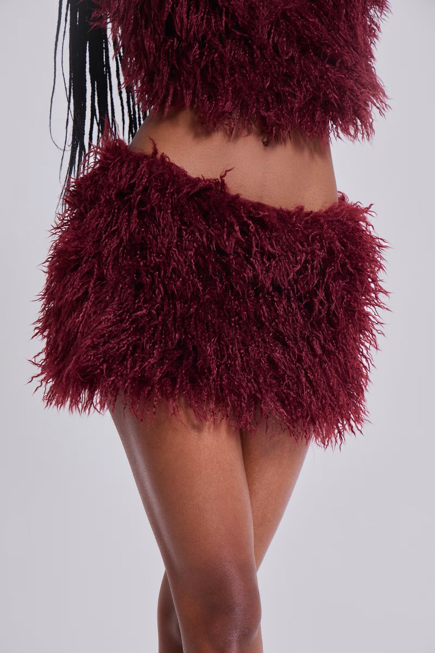 Haka Mongolian Faux Fur Mini Skirt