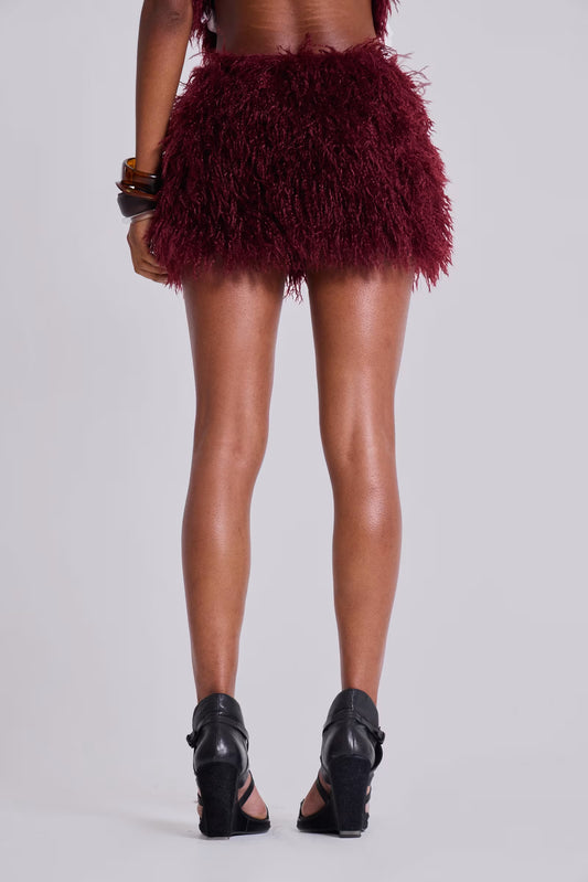 Haka Mongolian Faux Fur Mini Skirt