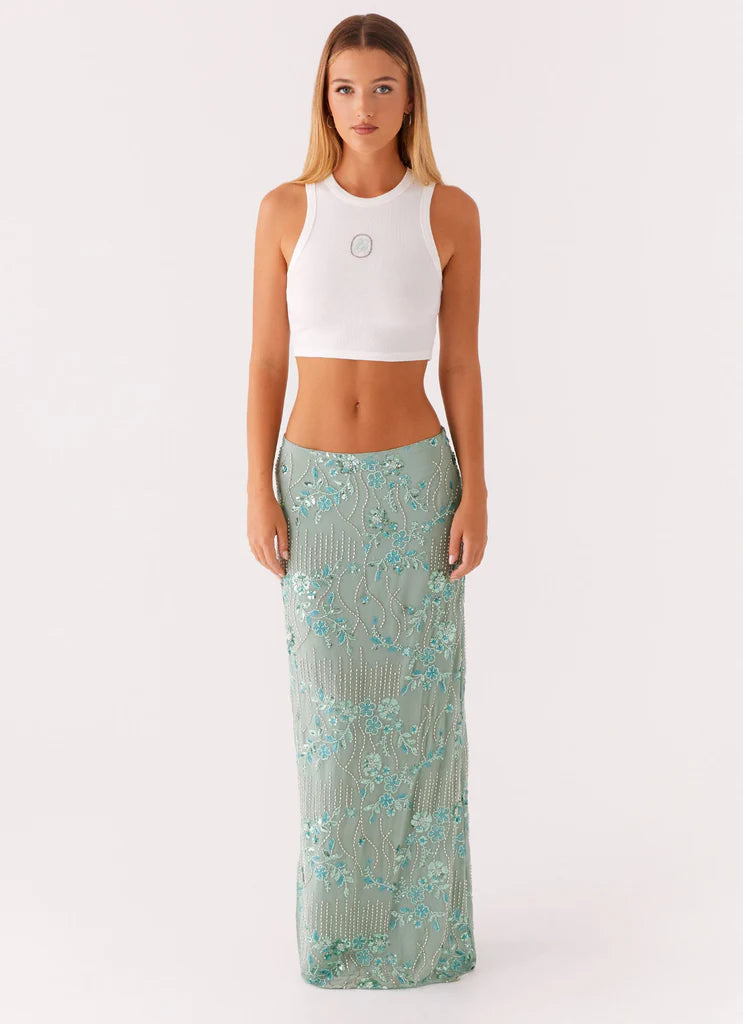Corinna Low Rise Sequin Maxi Skirt