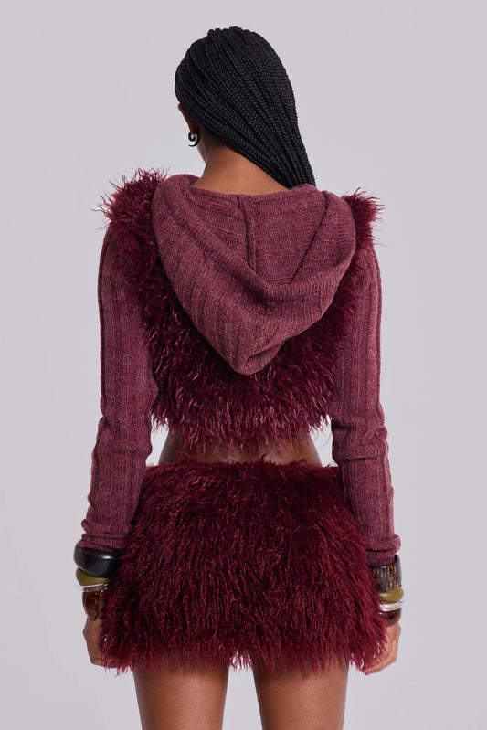 Haka Mongolian Faux Fur Knit Shrug