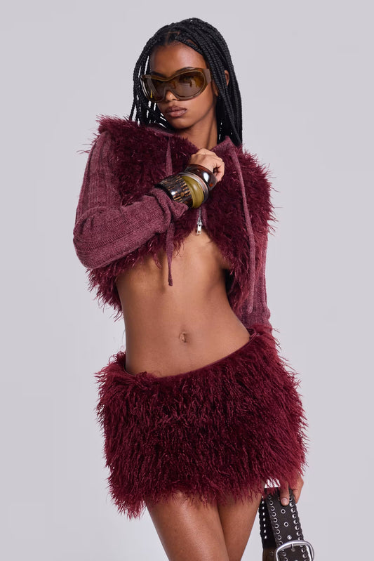 Haka Mongolian Faux Fur Knit Shrug